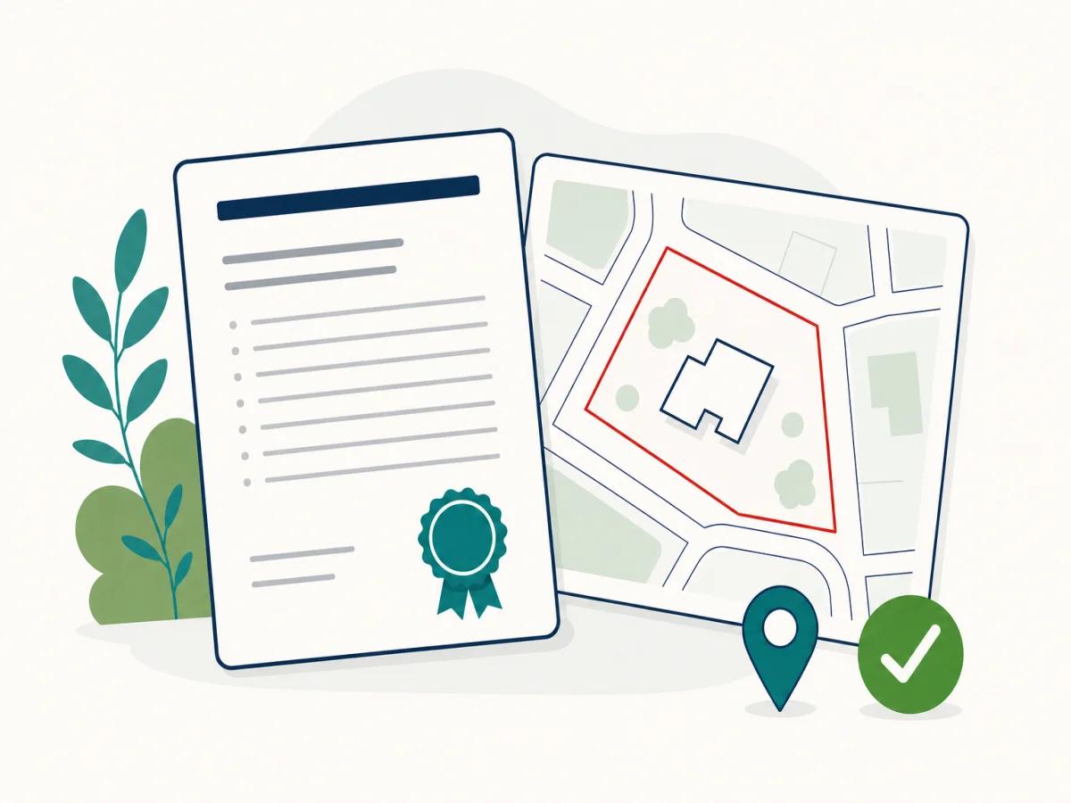 Illustration of a title register document and a title plan map side by side